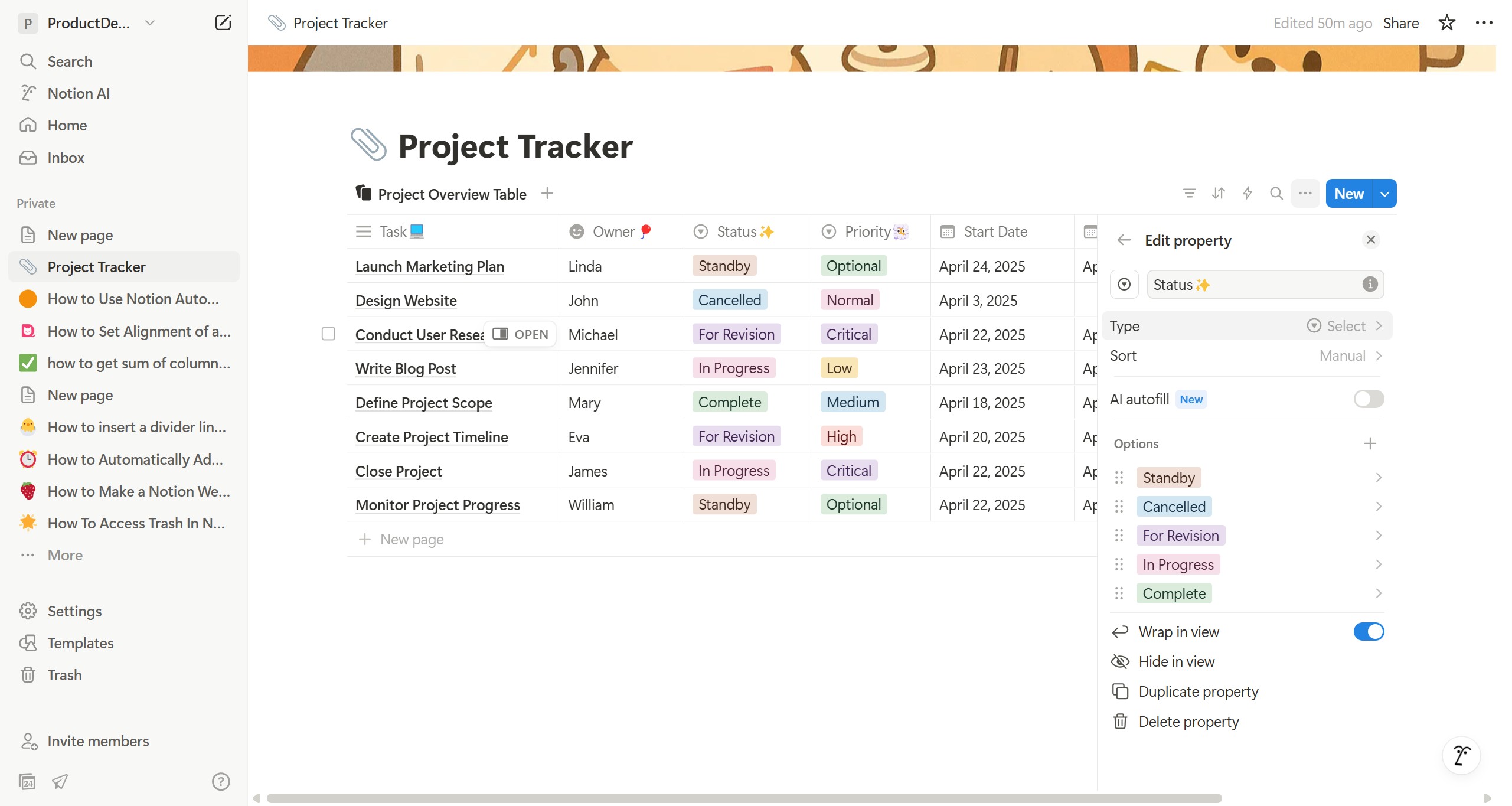 <p>You can adjust each column’s type based on your actual information to make tracking easier.</p>