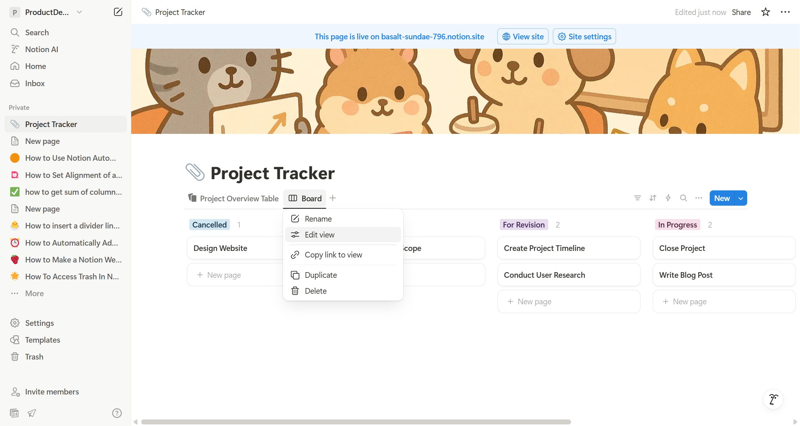 <p>Click "Edit view"</p>