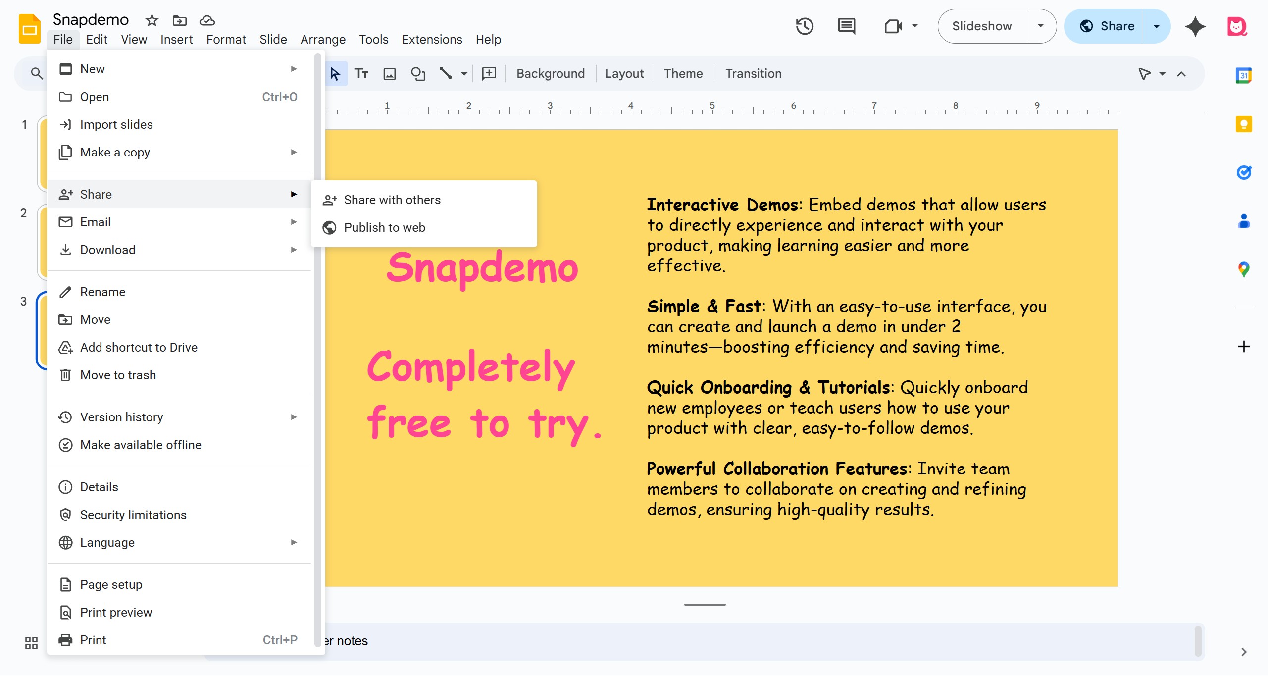 <p>Click Share and select Publish to the web.</p>