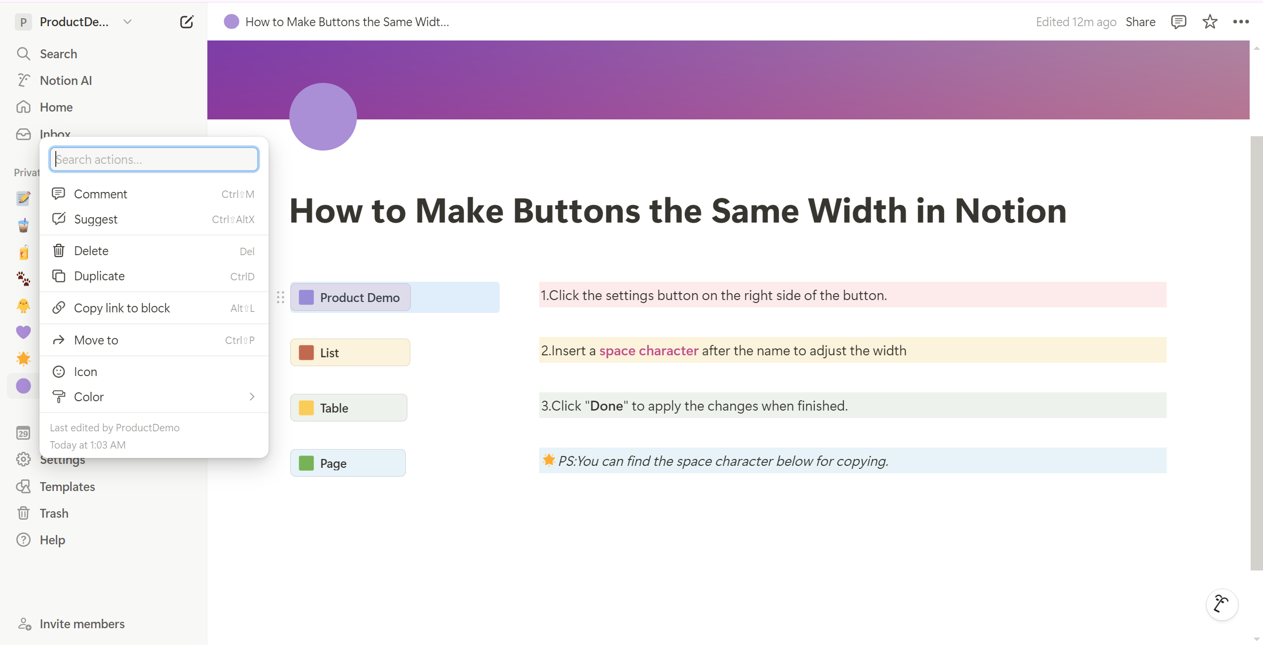 <p>Click here and select &quot;Color&quot; to adjust the button&#39;s color.</p>