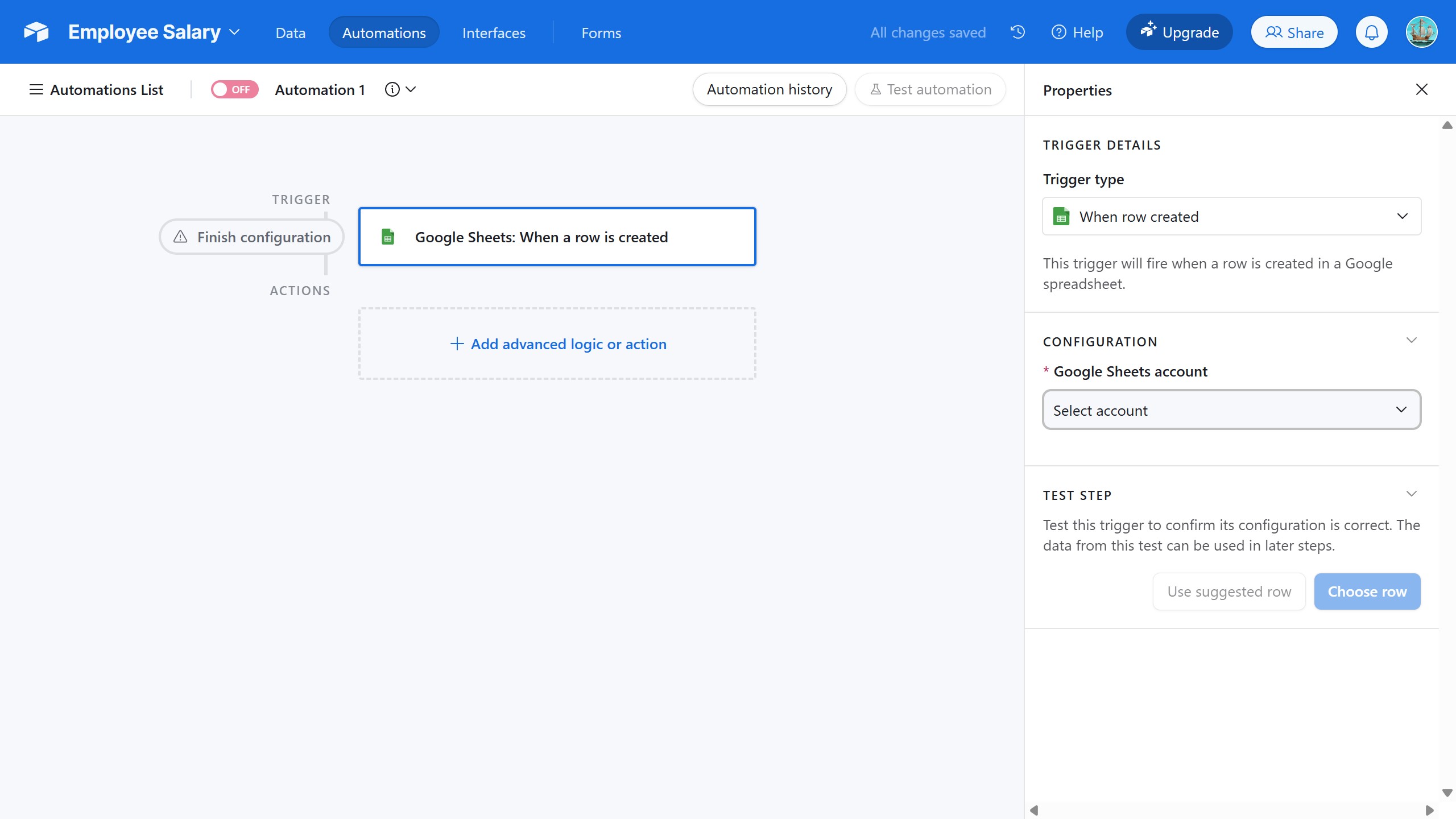 <p>Click "Select account"</p>