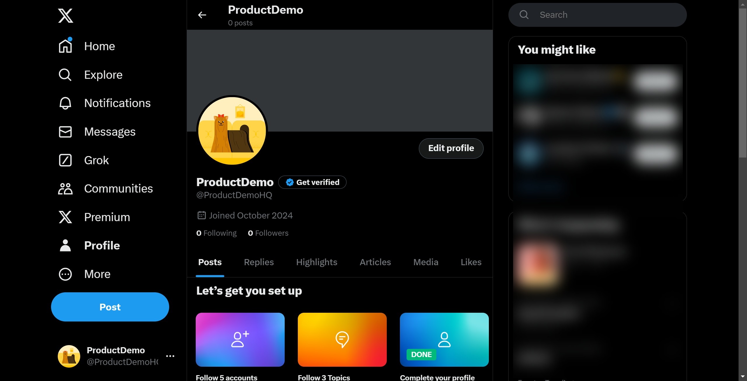 <p>Then, click on "Edit profile".</p>